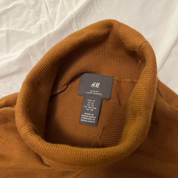 H&M Burnt Orange Men’s XL 100% Cotton Turtleneck Sweater - Picture 2 of 4